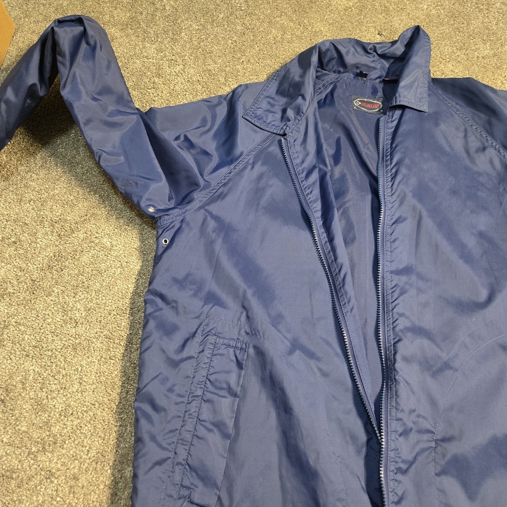 Vintage Dunlop Windbreaker Jacket Men's Size L‎ Navy Blue Short Sleeve Zip Up... - Picture 8 of 16